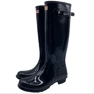 NEW Hunter Black Original Tall Gloss Rain Boot Size 11